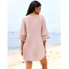 image:imageEkouaer Womens Swimsuit Cover Up 34 Bell Sleeve Beachwear Coverups Deep VNeck Bikini Beach Dress S3XLMisty Rose
