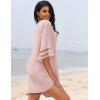 image:imageEkouaer Womens Swimsuit Cover Up 34 Bell Sleeve Beachwear Coverups Deep VNeck Bikini Beach Dress S3XLMisty Rose