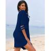 image:imageEkouaer Womens Swimsuit Cover Up 34 Bell Sleeve Beachwear Coverups Deep VNeck Bikini Beach Dress S3XLNavy Blue