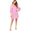 image:imageEkouaer Womens Swimsuit Cover Up 34 Bell Sleeve Beachwear Coverups Deep VNeck Bikini Beach Dress S3XLPink