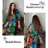 image:imageEkouaer Womens Swimsuit Cover Up 34 Bell Sleeve Beachwear Coverups Deep VNeck Bikini Beach Dress S3XLQ Pat3