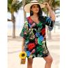 image:imageEkouaer Womens Swimsuit Cover Up 34 Bell Sleeve Beachwear Coverups Deep VNeck Bikini Beach Dress S3XLQ Pat3