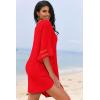 image:imageEkouaer Womens Swimsuit Cover Up 34 Bell Sleeve Beachwear Coverups Deep VNeck Bikini Beach Dress S3XLRed