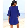 image:imageEkouaer Womens Swimsuit Cover Up 34 Bell Sleeve Beachwear Coverups Deep VNeck Bikini Beach Dress S3XLRoyal Blue