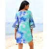 image:imageEkouaer Womens Swimsuit Cover Up 34 Bell Sleeve Beachwear Coverups Deep VNeck Bikini Beach Dress S3XLS Tie Dye