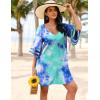 image:imageEkouaer Womens Swimsuit Cover Up 34 Bell Sleeve Beachwear Coverups Deep VNeck Bikini Beach Dress S3XLS Tie Dye