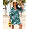 image:imageEkouaer Womens Swimsuit Cover Up 34 Bell Sleeve Beachwear Coverups Deep VNeck Bikini Beach Dress S3XLY Big Green Leaves