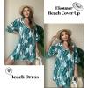 image:imageEkouaer Womens Swimsuit Cover Up 34 Bell Sleeve Beachwear Coverups Deep VNeck Bikini Beach Dress S3XLY Big Green Leaves