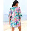 image:imageEkouaer Womens Swimsuit Cover Up 34 Bell Sleeve Beachwear Coverups Deep VNeck Bikini Beach Dress S3XLY Fantasy Vacation Multi