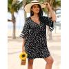 image:imageEkouaer Womens Swimsuit Cover Up 34 Bell Sleeve Beachwear Coverups Deep VNeck Bikini Beach Dress S3XLY White Dots
