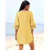image:imageEkouaer Womens Swimsuit Cover Up 34 Bell Sleeve Beachwear Coverups Deep VNeck Bikini Beach Dress S3XLYellow