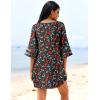 image:imageEkouaer Womens Swimsuit Cover Up 34 Bell Sleeve Beachwear Coverups Deep VNeck Bikini Beach Dress S3XLZ Black Cherry