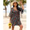 image:imageEkouaer Womens Swimsuit Cover Up 34 Bell Sleeve Beachwear Coverups Deep VNeck Bikini Beach Dress S3XLZ Black Cherry