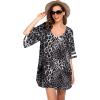 image:imageEkouaer Womens Swimsuit Cover Up 34 Bell Sleeve Beachwear Coverups Deep VNeck Bikini Beach Dress S3XLZ Black Leopard Print