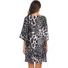 image:imageEkouaer Womens Swimsuit Cover Up 34 Bell Sleeve Beachwear Coverups Deep VNeck Bikini Beach Dress S3XLZ Black Leopard Print