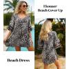 image:imageEkouaer Womens Swimsuit Cover Up 34 Bell Sleeve Beachwear Coverups Deep VNeck Bikini Beach Dress S3XLZ Black Leopard Print