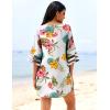 image:imageEkouaer Womens Swimsuit Cover Up 34 Bell Sleeve Beachwear Coverups Deep VNeck Bikini Beach Dress S3XLZ Colorful Flower