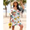 image:imageEkouaer Womens Swimsuit Cover Up 34 Bell Sleeve Beachwear Coverups Deep VNeck Bikini Beach Dress S3XLZ Colorful Flower