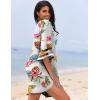 image:imageEkouaer Womens Swimsuit Cover Up 34 Bell Sleeve Beachwear Coverups Deep VNeck Bikini Beach Dress S3XLZ Colorful Flower