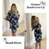 image:imageEkouaer Womens Swimsuit Cover Up 34 Bell Sleeve Beachwear Coverups Deep VNeck Bikini Beach Dress S3XLZ Dusty Blue Floral Print