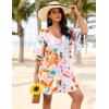 image:imageEkouaer Womens Swimsuit Cover Up 34 Bell Sleeve Beachwear Coverups Deep VNeck Bikini Beach Dress S3XLZ Floral Rhythm