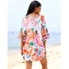 image:imageEkouaer Womens Swimsuit Cover Up 34 Bell Sleeve Beachwear Coverups Deep VNeck Bikini Beach Dress S3XLZ Floral Rhythm
