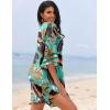 image:imageEkouaer Womens Swimsuit Cover Up 34 Bell Sleeve Beachwear Coverups Deep VNeck Bikini Beach Dress S3XLZ Green Tropical Print
