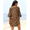 image:imageEkouaer Womens Swimsuit Cover Up 34 Bell Sleeve Beachwear Coverups Deep VNeck Bikini Beach Dress S3XLZ Pat4