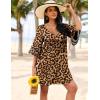 image:imageEkouaer Womens Swimsuit Cover Up 34 Bell Sleeve Beachwear Coverups Deep VNeck Bikini Beach Dress S3XLZ Pat4