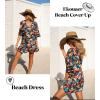 image:imageEkouaer Womens Swimsuit Cover Up 34 Bell Sleeve Beachwear Coverups Deep VNeck Bikini Beach Dress S3XLZ Tropical Plumeria Print