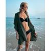 image:imageEkouaer Womens Swimsuit Cover Up 34 Sleeve Beachwear Bikini Coverups Button Down Oversized Cover Up Shirt S3XLArmy Green