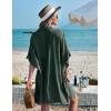 image:imageEkouaer Womens Swimsuit Cover Up 34 Sleeve Beachwear Bikini Coverups Button Down Oversized Cover Up Shirt S3XLArmy Green