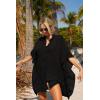 image:imageEkouaer Womens Swimsuit Cover Up 34 Sleeve Beachwear Bikini Coverups Button Down Oversized Cover Up Shirt S3XLBlack