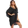 image:imageEkouaer Womens Swimsuit Cover Up 34 Sleeve Beachwear Bikini Coverups Button Down Oversized Cover Up Shirt S3XLBlack