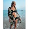 image:imageEkouaer Womens Swimsuit Cover Up 34 Sleeve Beachwear Bikini Coverups Button Down Oversized Cover Up Shirt S3XLBlack Colorful Leaf