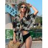 image:imageEkouaer Womens Swimsuit Cover Up 34 Sleeve Beachwear Bikini Coverups Button Down Oversized Cover Up Shirt S3XLBlack Colorful Leaf