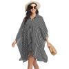 image:imageEkouaer Womens Swimsuit Cover Up 34 Sleeve Beachwear Bikini Coverups Button Down Oversized Cover Up Shirt S3XLBlack Stripe