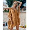image:imageEkouaer Womens Swimsuit Cover Up 34 Sleeve Beachwear Bikini Coverups Button Down Oversized Cover Up Shirt S3XLCamel
