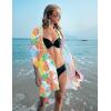 image:imageEkouaer Womens Swimsuit Cover Up 34 Sleeve Beachwear Bikini Coverups Button Down Oversized Cover Up Shirt S3XLColorful Leaves