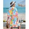 image:imageEkouaer Womens Swimsuit Cover Up 34 Sleeve Beachwear Bikini Coverups Button Down Oversized Cover Up Shirt S3XLColorful Leaves