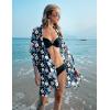 image:imageEkouaer Womens Swimsuit Cover Up 34 Sleeve Beachwear Bikini Coverups Button Down Oversized Cover Up Shirt S3XLDark Blue White Floral