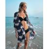 image:imageEkouaer Womens Swimsuit Cover Up 34 Sleeve Beachwear Bikini Coverups Button Down Oversized Cover Up Shirt S3XLGreen White Floral