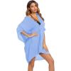 image:imageEkouaer Womens Swimsuit Cover Up 34 Sleeve Beachwear Bikini Coverups Button Down Oversized Cover Up Shirt S3XLLight Blue