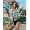image:imageEkouaer Womens Swimsuit Cover Up 34 Sleeve Beachwear Bikini Coverups Button Down Oversized Cover Up Shirt S3XLLight Green