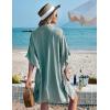 image:imageEkouaer Womens Swimsuit Cover Up 34 Sleeve Beachwear Bikini Coverups Button Down Oversized Cover Up Shirt S3XLLight Green