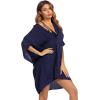 image:imageEkouaer Womens Swimsuit Cover Up 34 Sleeve Beachwear Bikini Coverups Button Down Oversized Cover Up Shirt S3XLNavy Blue