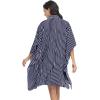 image:imageEkouaer Womens Swimsuit Cover Up 34 Sleeve Beachwear Bikini Coverups Button Down Oversized Cover Up Shirt S3XLNavy Blue Stripe