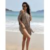 image:imageEkouaer Womens Swimsuit Cover Up 34 Sleeve Beachwear Bikini Coverups Button Down Oversized Cover Up Shirt S3XLPat1leopard