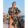 image:imageEkouaer Womens Swimsuit Cover Up 34 Sleeve Beachwear Bikini Coverups Button Down Oversized Cover Up Shirt S3XLPat4leaf