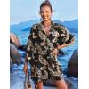 image:imageEkouaer Womens Swimsuit Cover Up 34 Sleeve Beachwear Bikini Coverups Button Down Oversized Cover Up Shirt S3XLPat4leaf